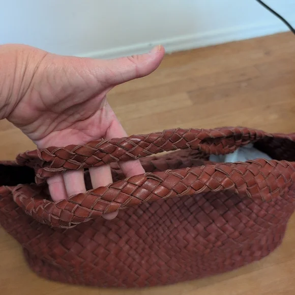 Falorni Luxury Woven Soft Leather Tote NWOT Reddish Brown - Picture 8 of 16